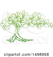 Poster, Art Print Of Gradient Green Tree With Leaves