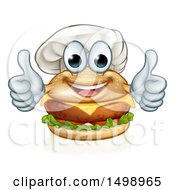 Poster, Art Print Of Happy Cheeseburger Chef Character Giving Two Thumbs Up