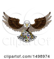 Poster, Art Print Of Cartoon Swooping American Bald Eagle With A Video Game Controller In Its Claws