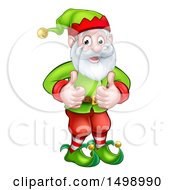 Poster, Art Print Of Happy Garden Gnome Or Christmas Elf Giving Two Thumbs Up