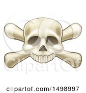 Clipart Of A Skull Missing A Lower Jaw And Crossbones Royalty Free Vector Illustration by AtStockIllustration