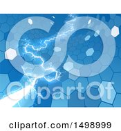 Poster, Art Print Of Blue Electric Lightning Through A Honecomb Hexagonal Background