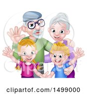 Poster, Art Print Of Happy Caucasian Senior Granny And Grandpa With Their Grandchildren
