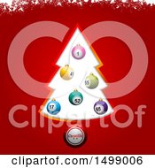 Poster, Art Print Of Christmas Tree Frame Decorated With Bingo Or Lottery Ball Baubles On Red