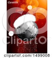 Poster, Art Print Of Merry Christmas Greeting And Disco Ball Wearing A Santa Hat
