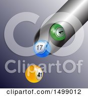 Clipart Of A 3d Tube With Bingo Or Lottery Balls Pouring Out Royalty Free Vector Illustration
