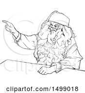 Poster, Art Print Of Black And White Santa Sitting At A Desk And Pointing