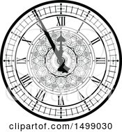 Clipart Of A Black And White Vintage Clock Face Royalty Free Vector Illustration