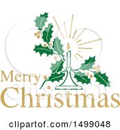 Clipart Of A Christmas Greeting Design With A Candle Royalty Free Vector Illustration