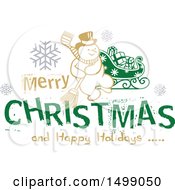 Poster, Art Print Of Christmas Greeting Design With A Snowman
