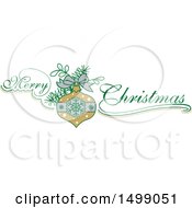 Clipart Of A Christmas Greeting Design With A Bauble Royalty Free Vector Illustration