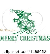 Poster, Art Print Of Christmas Greeting Design With A Sleigh