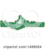 Clipart Of A Merry Christmas Greeting Design With A Sleigh Royalty Free Vector Illustration