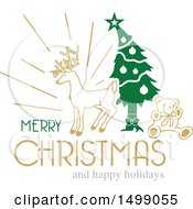 Clipart Of A Christmas Greeting Design With A Tree Royalty Free Vector Illustration
