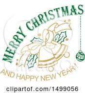 Clipart Of A Christmas Greeting Design With Bells Royalty Free Vector Illustration