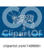 Poster, Art Print Of Reindeer Made Of Snowflakes Over Blue With Merry Christmas Text