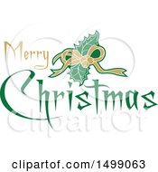 Clipart Of A Christmas Greeting Design With Holly Royalty Free Vector Illustration