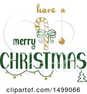 Poster, Art Print Of Christmas Greeting Design With A Candy Cane