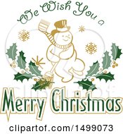 Poster, Art Print Of Christmas Greeting Design With A Snowman