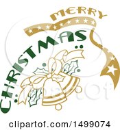 Clipart Of A Christmas Greeting Design With Bells Royalty Free Vector Illustration