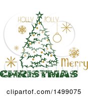 Poster, Art Print Of Christmas Greeting Design With A Tree