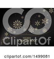 Poster, Art Print Of Black Background With Merry Christmas And Happy Holiday Text And Snowflakes