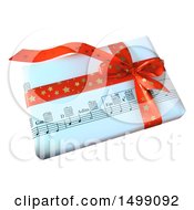 Clipart Of A 3d Christmas Gift Wrapped In Sheet Music Royalty Free Vector Illustration