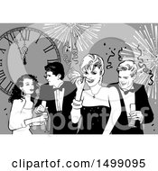 Clipart Of A Group Of People At A New Year Party Royalty Free Vector Illustration by dero