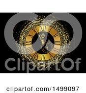 Poster, Art Print Of Golden New Year Clock Face With Stars