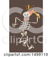 Poster, Art Print Of Halloween Skeleton Cracking His Skull With An Axe