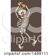 Halloween Skeleton Puncturing His Skull With A Hand Drill
