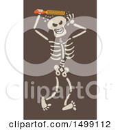 Clipart Of A Halloween Skeleton Using A Rasp On His Skull Royalty Free Vector Illustration