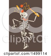 Poster, Art Print Of Halloween Skeleton Striking His Skull With A Flail