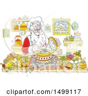 Poster, Art Print Of Jolly Santa Claus Cooking Christmas Soup