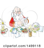 Poster, Art Print Of Santa Claus Reading Christmas Letters