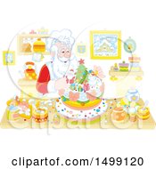 Poster, Art Print Of Christmas Santa Baking A Cake