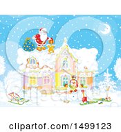 Poster, Art Print Of Santa Claus On A Roof Top On Christmas Eve