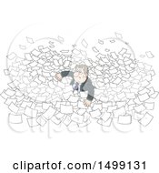 Poster, Art Print Of White Business Man Drowning In Paper Work