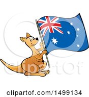 Poster, Art Print Of Kangaroo Holding An Australia Flag