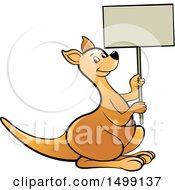 Poster, Art Print Of Kangaroo Holding A Blank Sign