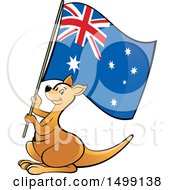 Poster, Art Print Of Kangaroo Holding An Australian Flag