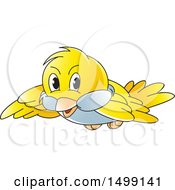 Clipart Of A Flying Yellow Bird Royalty Free Vector Illustration