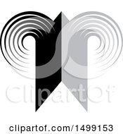 Clipart Of A Grayscale Mirrored Letter P Design Royalty Free Vector Illustration