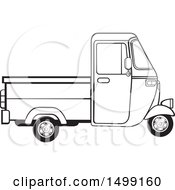 Clipart Of A Black And White Three Wheeler Rickshaw Vehicle Royalty Free Vector Illustration