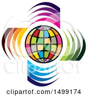 Clipart Of A Colorful Globe With Swooshes Royalty Free Vector Illustration