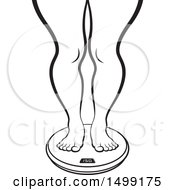 Clipart Of A Black And White Weight Scale With Chubby Female Legs Royalty Free Vector Illustration