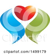 Clipart Of A Red Love Heart Held Up With Green And Blue Swooshes Royalty Free Vector Illustration