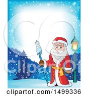 Clipart Of Father Frost Or Santa Claus In A Border Royalty Free Vector Illustration