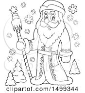 Poster, Art Print Of Father Frost Or Santa Claus In Black And White