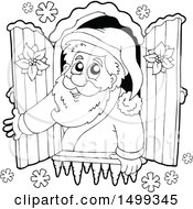 Clipart Of Santa Claus In A Window Royalty Free Vector Illustration